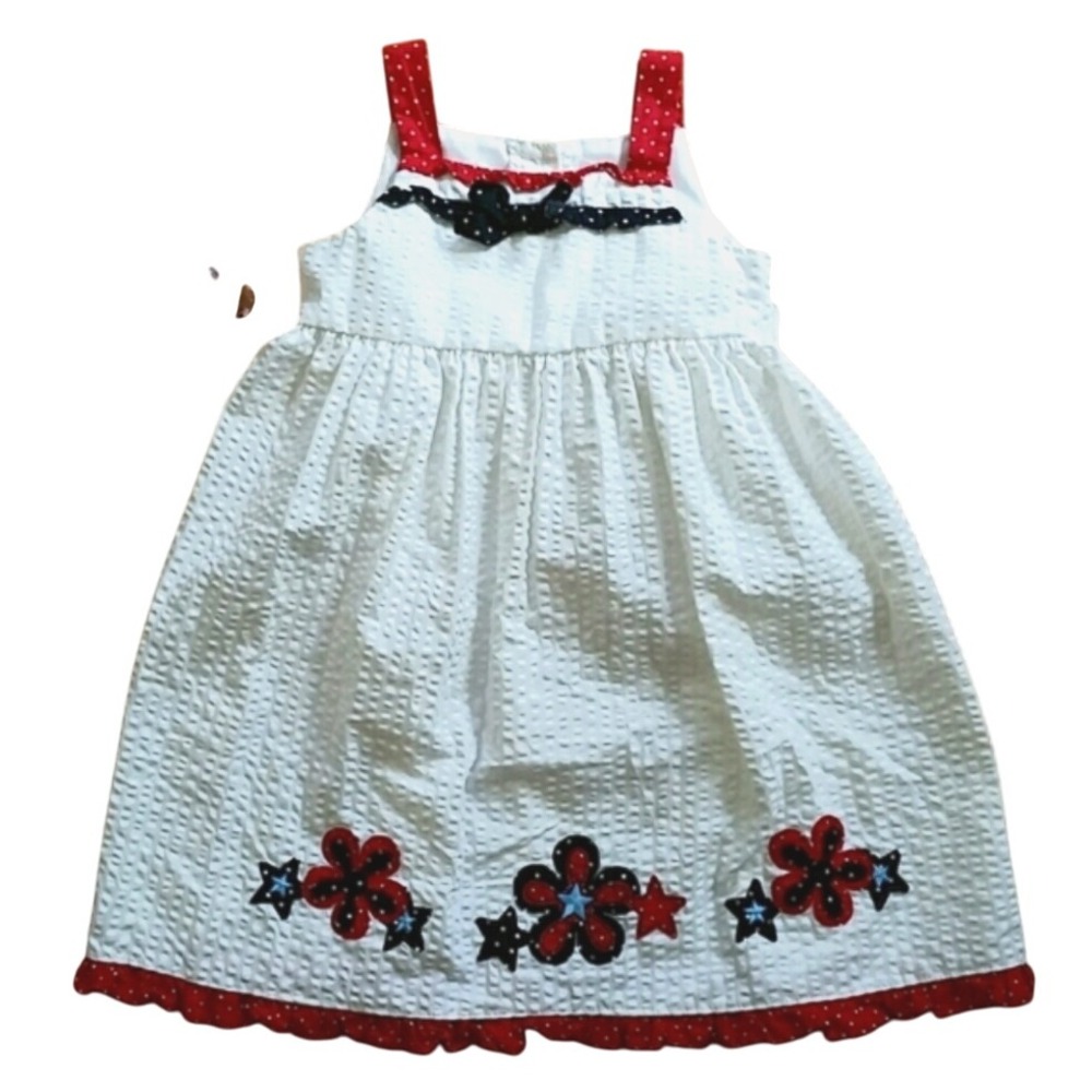 Sophie Rose White Seersucker Floral‎ Sleeveless Dress Size 4T